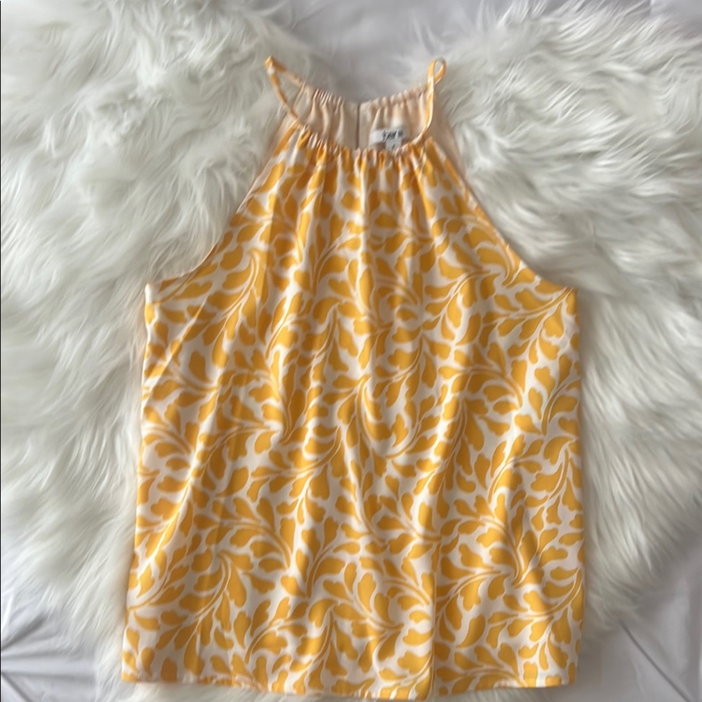 Bar III Sunlit Yellow and White Sleeveless Top